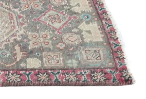 Semi Antique Muted Floral 1'7X2'4 Distressed Vintage Oriental Rug