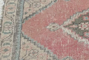 Semi Antique Muted Red Floral 1'7X2'2 Distressed Oriental Rug