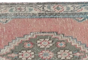 Semi Antique Muted Red Floral 1'7X2'2 Distressed Oriental Rug