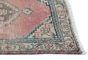 Semi Antique Muted Red Floral 1'7X2'2 Distressed Oriental Rug