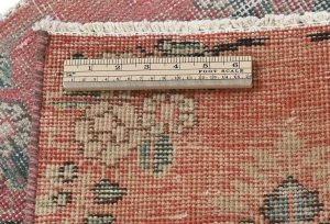 Semi Antique Muted Red Floral 1'6X2'1 Distressed Oriental Rug