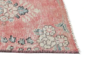 Semi Antique Muted Red Floral 1'6X2'1 Distressed Oriental Rug