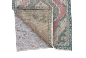 Semi Antique Muted Red Floral 1'9X2'4 Distressed Oriental Rug