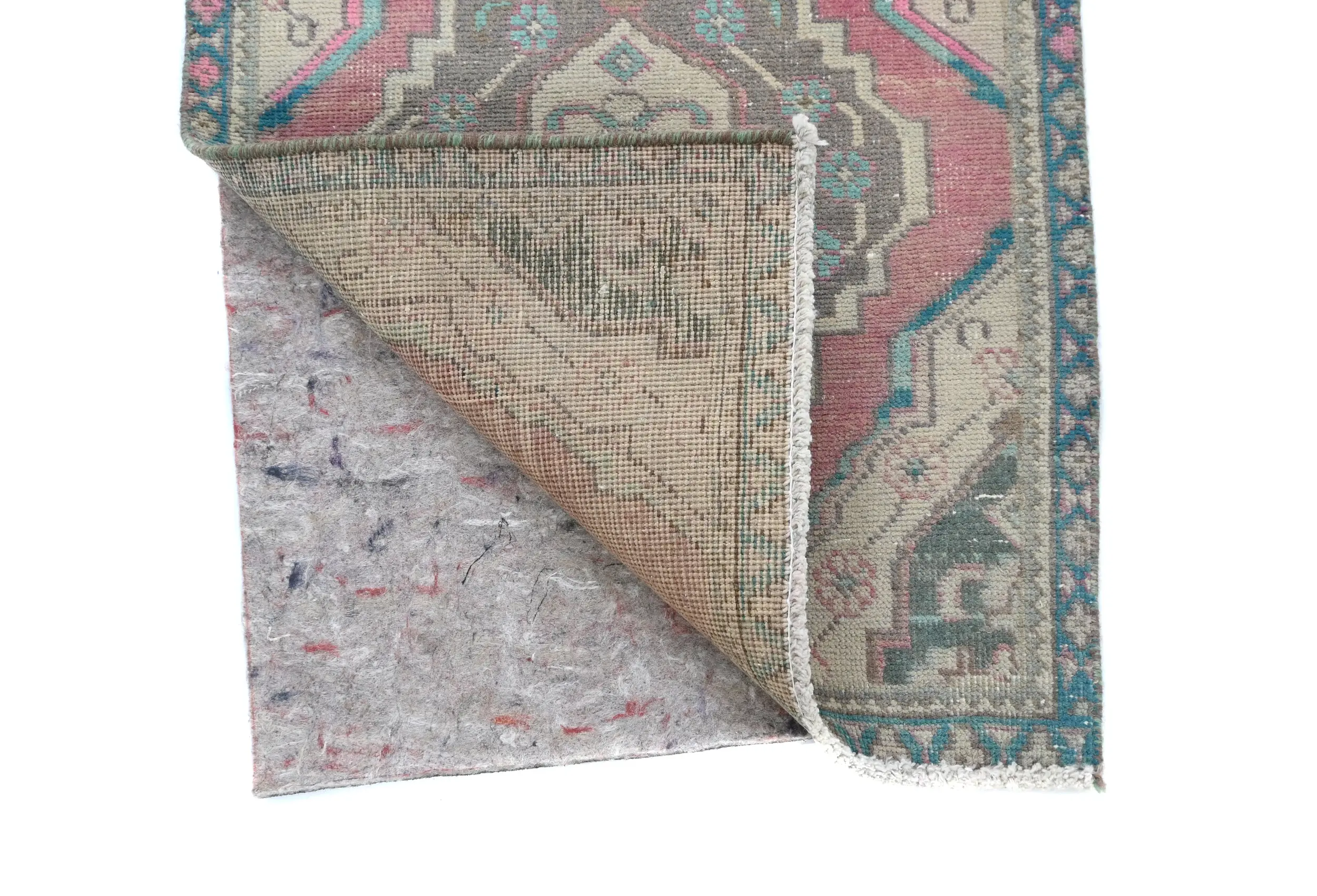 Semi Antique Muted Red Floral 1'9X2'4 Distressed Oriental Rug