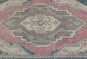 Semi Antique Muted Red Floral 1'9X2'4 Distressed Oriental Rug