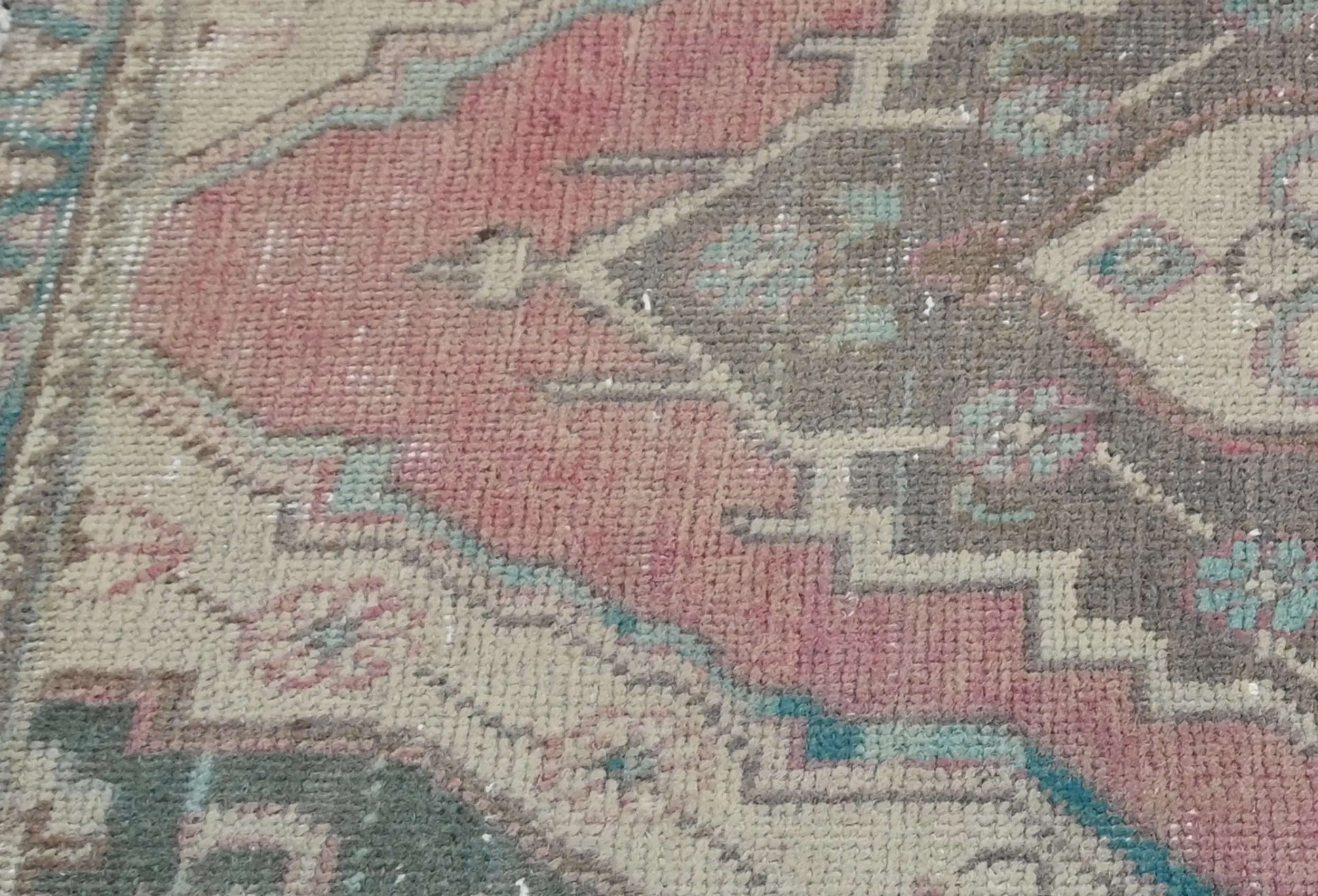 Semi Antique Muted Red Floral 1'9X2'4 Distressed Oriental Rug