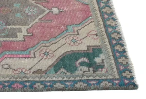 Semi Antique Muted Red Floral 1'9X2'4 Distressed Oriental Rug