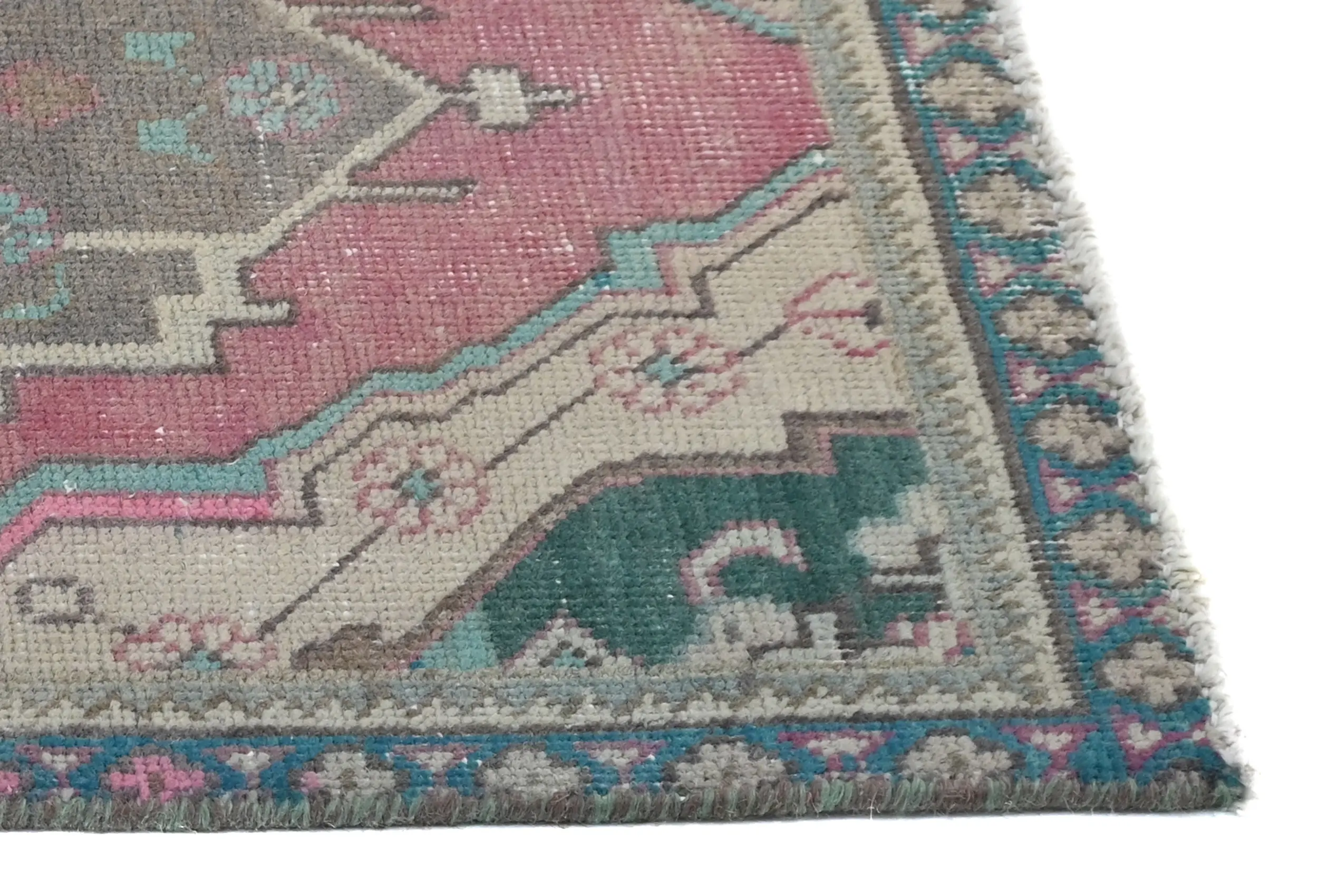 Semi Antique Muted Red Floral 1'9X2'4 Distressed Oriental Rug