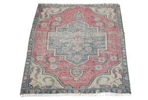 Semi Antique Muted Floral 1'8X2'3 Distressed Oriental Rug