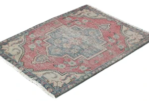 Semi Antique Muted Floral 1'8X2'3 Distressed Oriental Rug