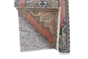 Semi Antique Muted Light Red Floral 1'7X2'7 Distressed Oriental Rug