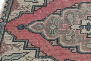 Semi Antique Muted Light Red Floral 1'7X2'7 Distressed Oriental Rug