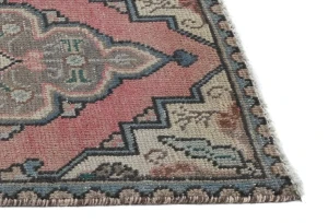 Semi Antique Muted Light Red Floral 1'7X2'7 Distressed Oriental Rug