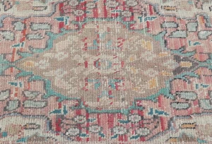 Semi Antique Muted Light Red Floral 2X3 Distressed Oriental Rug