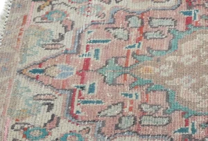 Semi Antique Muted Light Red Floral 2X3 Distressed Oriental Rug