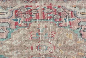 Semi Antique Muted Light Red Floral 2X3 Distressed Oriental Rug
