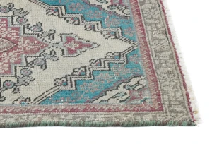 Semi Antique Muted Floral 1'5X2'4 Distressed Vintage Oriental Rug