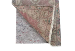 Semi Antique Muted Red Floral 1'7X2'2 Distressed Oriental Rug