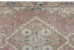 Semi Antique Muted Red Floral 1'7X2'2 Distressed Oriental Rug