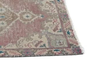 Semi Antique Muted Red Floral 1'7X2'2 Distressed Oriental Rug