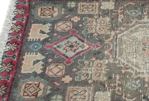 Semi Antique Muted Brown Floral 1'6X2'4 Distressed Oriental Rug