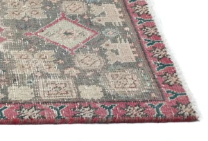 Semi Antique Muted Brown Floral 1'6X2'4 Distressed Oriental Rug