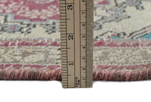 Semi Antique Muted Cream Floral 1'6X2'5 Distressed Oriental Rug