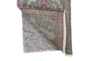 Semi Antique Muted Cream Floral 1'6X2'5 Distressed Oriental Rug
