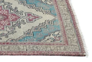 Semi Antique Muted Cream Floral 1'6X2'5 Distressed Oriental Rug