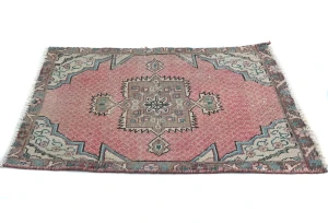 Semi Antique Muted Floral 1'9X2'5 Distressed Vintage Oriental Rug