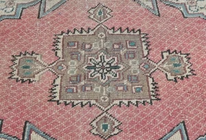 Semi Antique Muted Floral 1'9X2'5 Distressed Vintage Oriental Rug