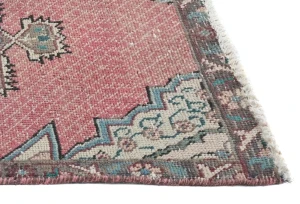 Semi Antique Muted Floral 1'9X2'5 Distressed Vintage Oriental Rug