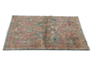 Semi Antique Muted Floral 2x3 Distressed Oriental Rug