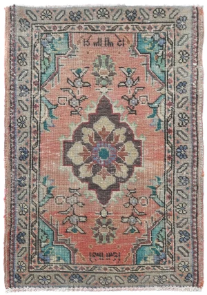 Semi Antique Muted Floral 2X3 Distressed Vintage Oriental Rug