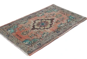 Semi Antique Muted Floral 2X3 Distressed Vintage Oriental Rug