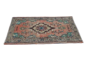 Semi Antique Muted Floral 2X3 Distressed Vintage Oriental Rug
