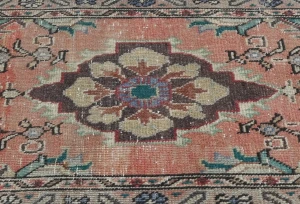 Semi Antique Muted Floral 2X3 Distressed Vintage Oriental Rug