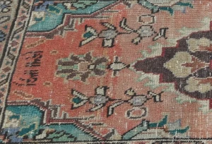 Semi Antique Muted Floral 2X3 Distressed Vintage Oriental Rug