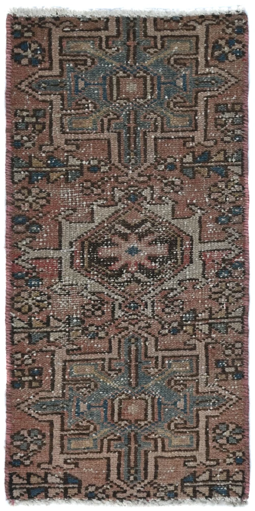 Semi Antique Muted Floral 1X2 Distressed Vintage Oriental Rug