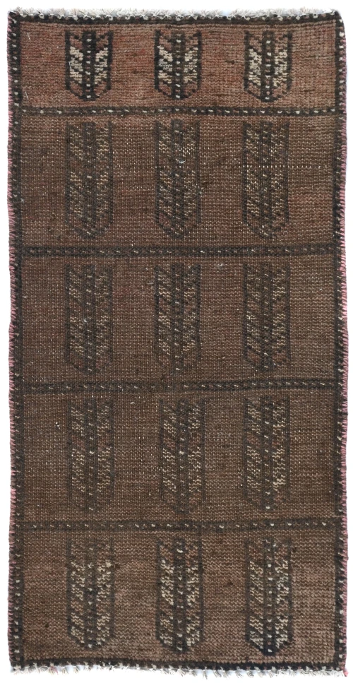 Semi Antique Muted Floral 1'5X2'9 Distressed Vintage Oriental Rug