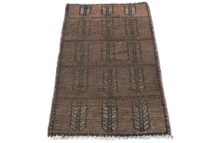 Semi Antique Muted Floral 1'5X2'9 Distressed Vintage Oriental Rug