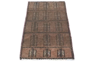 Semi Antique Muted Floral 1'5X2'9 Distressed Vintage Oriental Rug