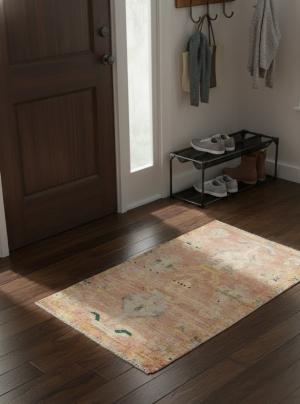 Semi Antique Muted Floral 1'5X2'9 Distressed Vintage Oriental Rug