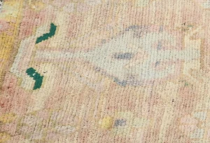 Semi Antique Muted Floral 1'5X2'9 Distressed Vintage Oriental Rug