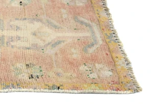 Semi Antique Muted Floral 1'5X2'9 Distressed Vintage Oriental Rug