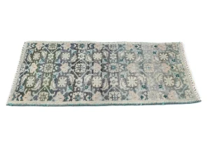 Semi Antique Muted Brownish Gray Floral 1'3X2'3 Distressed Oriental Rug