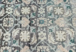 Semi Antique Muted Brownish Gray Floral 1'3X2'3 Distressed Oriental Rug