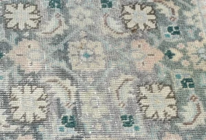Semi Antique Muted Brownish Gray Floral 1'3X2'3 Distressed Oriental Rug