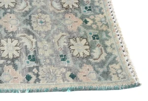 Semi Antique Muted Brownish Gray Floral 1'3X2'3 Distressed Oriental Rug