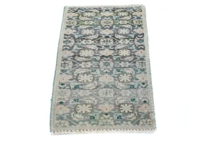 Semi Antique Muted Brownish Gray Floral 1'3X2'3 Distressed Oriental Rug